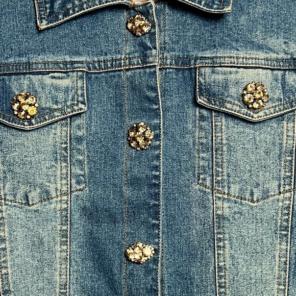 Berek 2 Bejeweled Jean Jacket By Takako Sakon Size XSmall - Picture 6 of 12